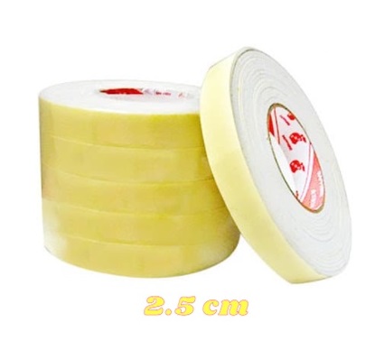 Băng keo xốp 2 mặt màu vàng loại 2.5F - 1 cây/10 cuộn