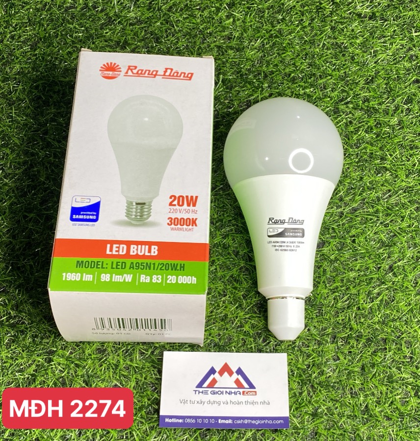 Bóng đèn Led Bulb tròn 20W Rạng Đông Led A95N1/20w ánh sáng vàng