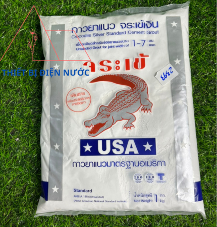 Bột keo chà ron con cá sấu crocodile silver 1kg dùng để dán gạch trong cây dựng