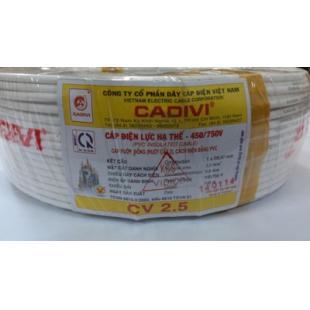 Dây điện Cadivi CV 2.5 màu trắng, 0.6/1KV, cuộn 100m, giá theo mét