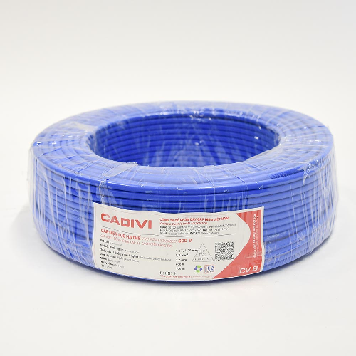 Dây điện đơn CV 1.25 Cadivi, màu xanh, cuộn 100m