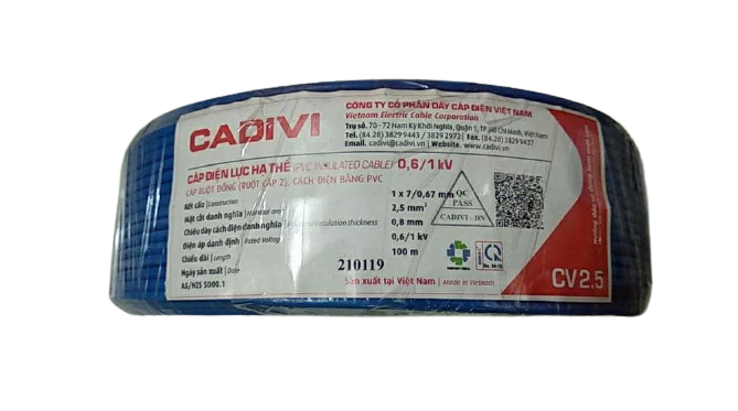 Dây điện đơn CV 4 Cadivi, màu xanh, cuộn 100m