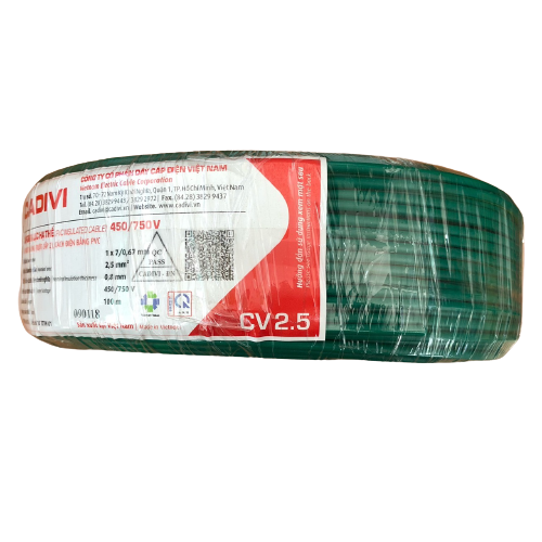 Dây tiếp đất, dây ter Cadivi CV 2.5 màu vàng xanh, cuộn 100m